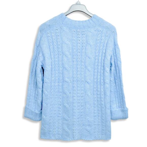 New! Michelle Nicole Cozy Soft Cable Knit Hi-Low Hem Side Slits Tunic Sweater - Picture 4 of 8